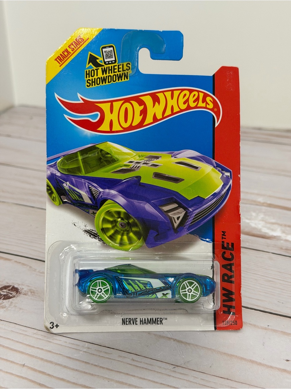 2015 Hot Wheels #139 HW Race/X-Raycers NERVE HAMMER Blue w/Green Wheels Pr5 Sp